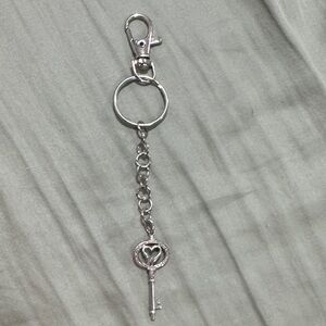 Sterling Silver Heart Key Pendant Keychain